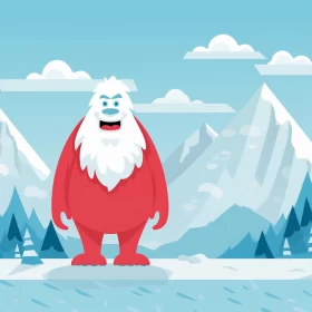 Christmas Magic: Giant Santa Claus in Mountainous Vista AI Image