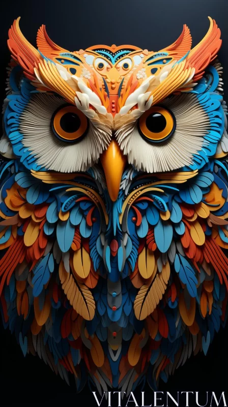 Colorful Cardboard Owl: A Nature-Inspired Art Piece AI Image