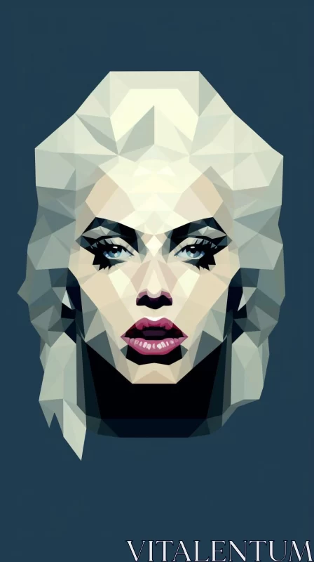 Low Poly Chiaroscuro Women's Portrait - A Blend of Pop Culture and Superflat Style AI Image