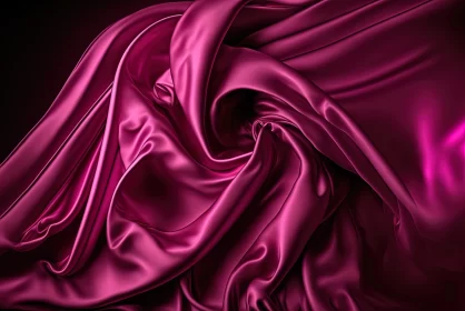 Pink Silk Fabric with Art Nouveau Style Curves and Bold Colors
