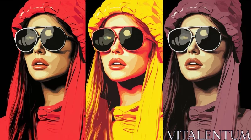 AI ART Pop Art Inspired Women in Sunglasses - Artistic Blend of Fashion and Art