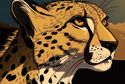 Detailed Comic Book Style Cheetah Illustration AI Image