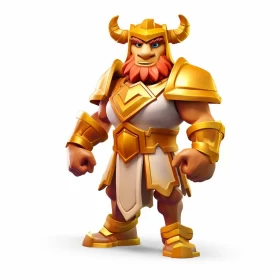 Golden Armor Cartoon Knight - An Embodiment of Strength and Power AI Image
