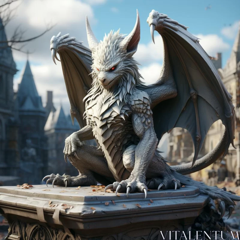 AI ART Gothic Grandeur: Majestic Gargoyle Statue Rendered in Unreal Engine