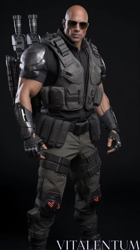 Sci-Fi Style Dwayne Johnson Action Figure with Detailed Costumes AI Image
