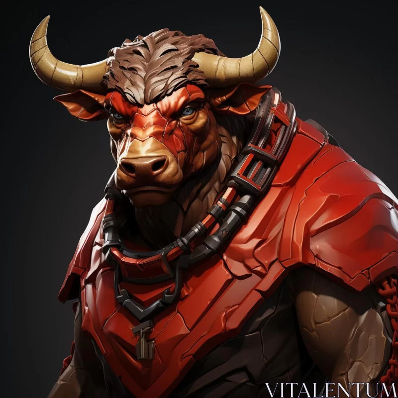 AI ART Armored Minotaur Bull Character from Infinity War: A Study in Bronze and Crimson