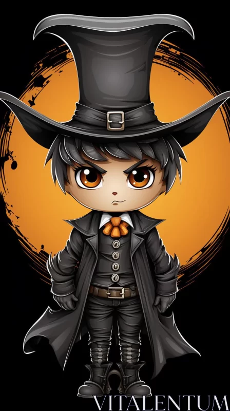 Halloween Witch Boy in Expressive Manga Style AI Image