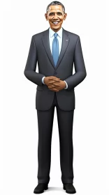 3D Image of President Barack Obama - Lifelike Representation AI Image