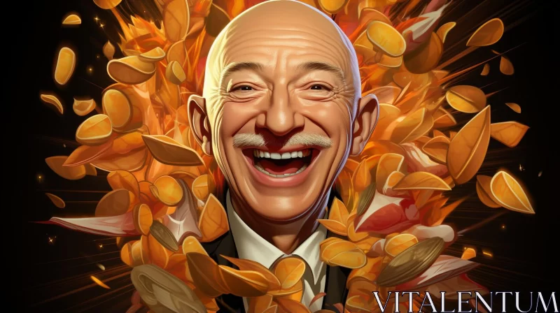 Abstract Portraiture of Jeff Bezos in Gold and Amber AI Image