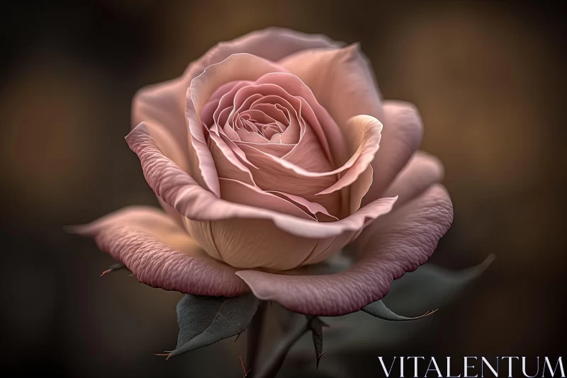 Pink Rose Against Dark Background: A Study in Monochromatic Elegance AI Image