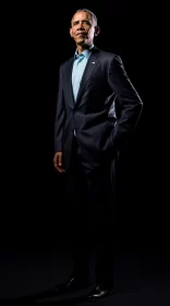 Barack Obama Elegantly Posing for a Formal Portrait AI Image
