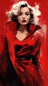 Lady in Red: A Fashion Illustration in Film Noir Style