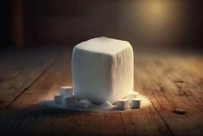 Rustic Still Life of Sugar Cubes: A Surrealistic Interpretation AI Image