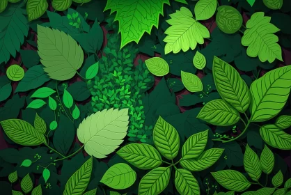 Lush Green Leaves: A Tranquil Still Life Artwork AI Image