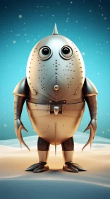Surrealistic Futuristic Character in Snowy Field AI Image
