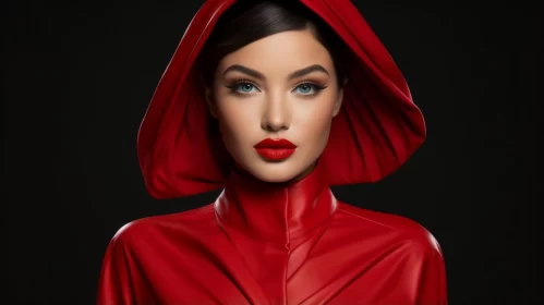 Young Woman in Red Hood Portrait: Timeless Beauty in High Resolution