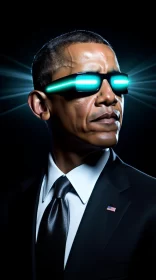 Barack Obama in a Futuristic Light: A Cyberpunk Aesthetic AI Image