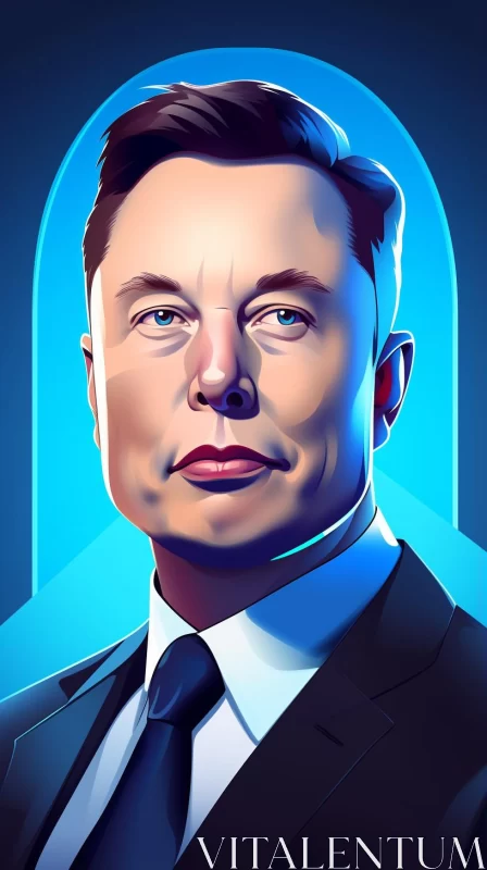 Colorful Caricature of Elon Musk: A Wealthy Portraiture AI Image