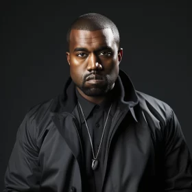 Kanye West in Black Jacket and Necklace - Studio Portrait AI Image