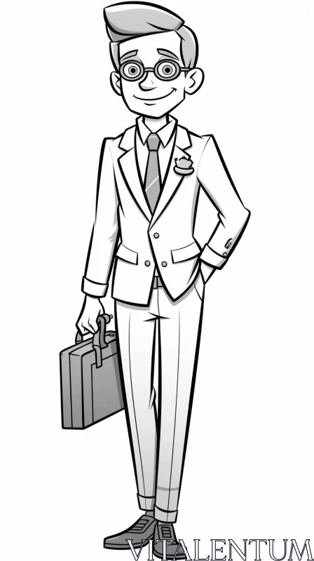 Monochrome Business Man in Comiccore Style Illustration AI Image