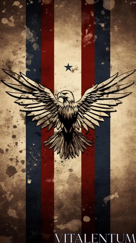 Vintage American Flag Wallpaper with Soaring Eagle AI Image