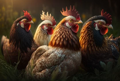 Golden Light Chicken Portraits - A Tale of Rural Life