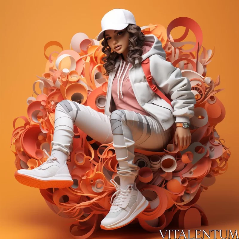 Abstract Hip-Hop Aesthetic with Spherical Sculptures AI Image