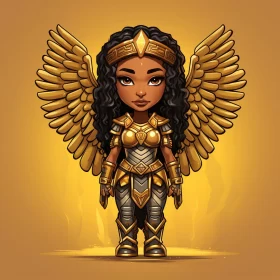 Golden Armored Angel - An African and Aztec Inspired Art AI Image