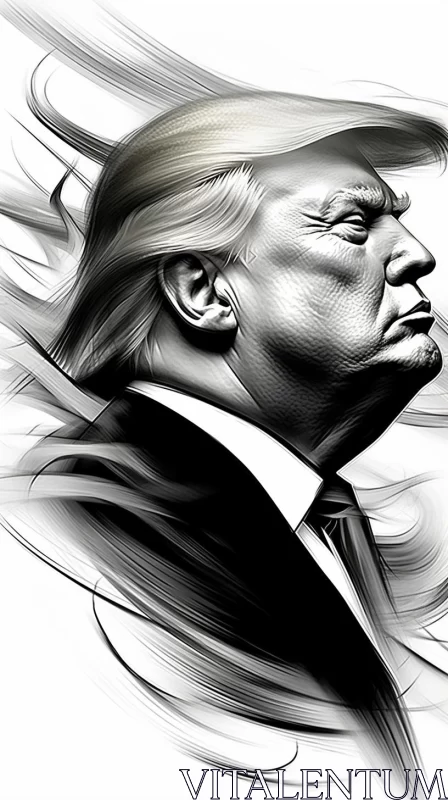 Monochromatic Portraiture of Donald Trump AI Image