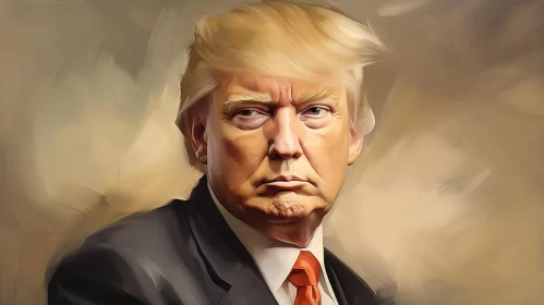 Presidential Portrait: Donald Trump in Oil Painting AI Image