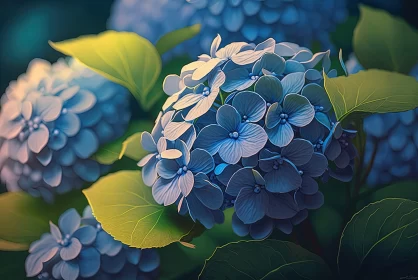 Spring Hydrangea Flowers in Dark Blue