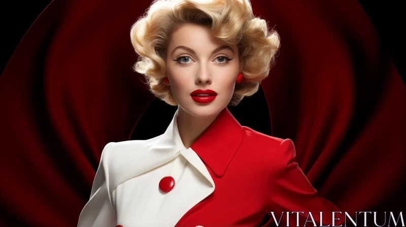Hollywood Glamour in Red and White - A Retro Tribute AI Image