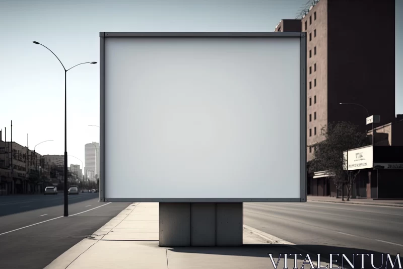 Minimalist City Street with White Billboard - Architectural Focus AI Image