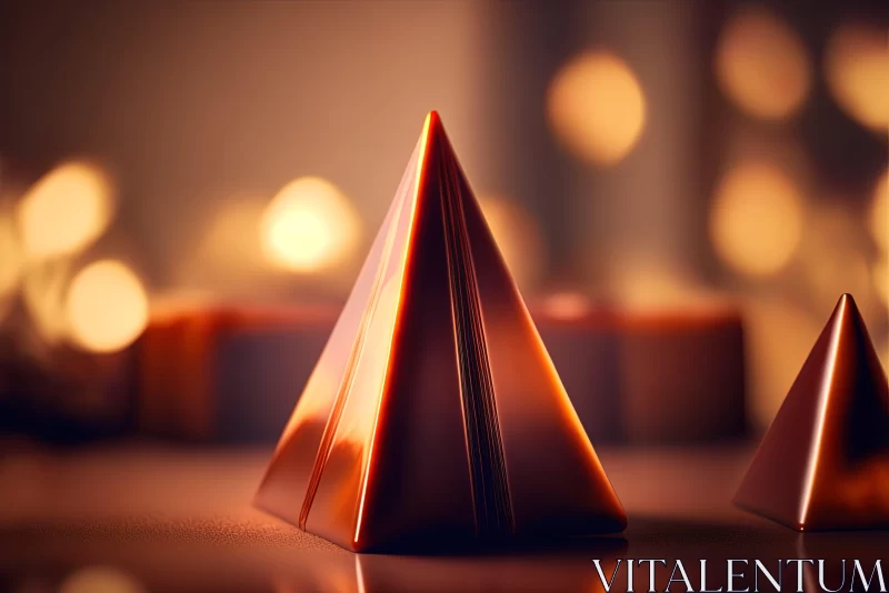 Golden Christmas Pyramids: A Surrealistic Bronze Dream AI Image