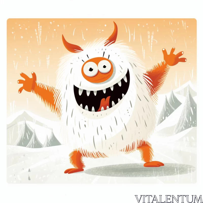 Joyful Snow Monster: A Playful Illustration AI Image