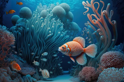 Underwater Spectacle: A Detailed Rendering of Marine Life