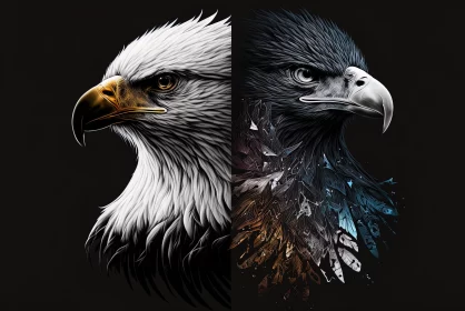 Abstract Eagle Illustrations on Dark Background