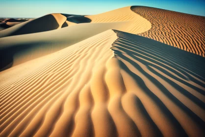 Arabian Sand Dunes: A Study in Contrast and Elegance AI Image