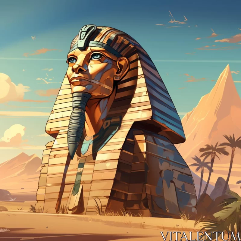 AI ART Egyptian Pharaoh in the Desert - Soft Tonal Colors and Detailed Architecture