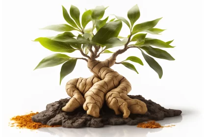 Sculptural Ginger Tree With Spices: A Symbol of Growth and Connection AI Image