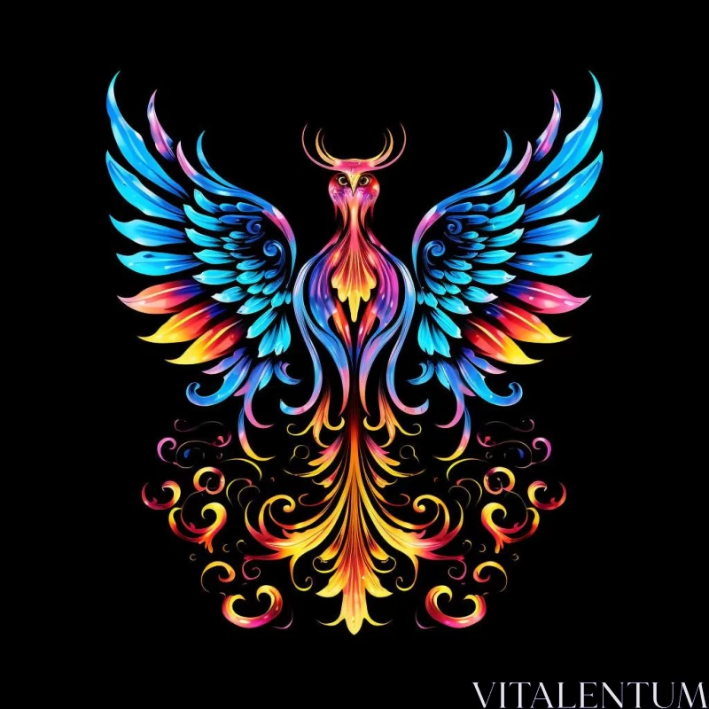 AI ART Colorful Phoenix Illustration in Gothic Style
