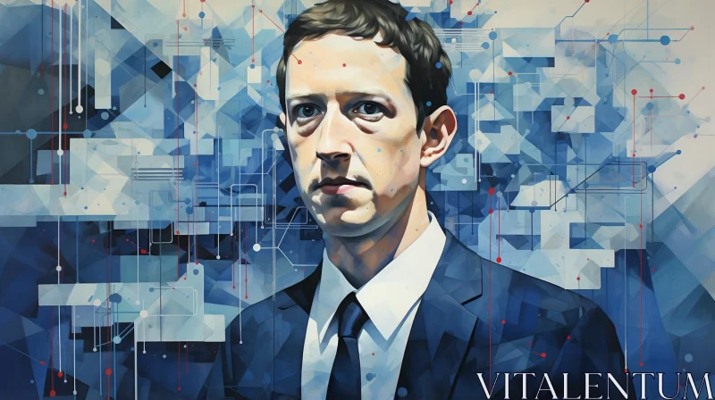 Mark Zuckerberg Portrait: A Study in Fractals and Metamorphosis AI Image