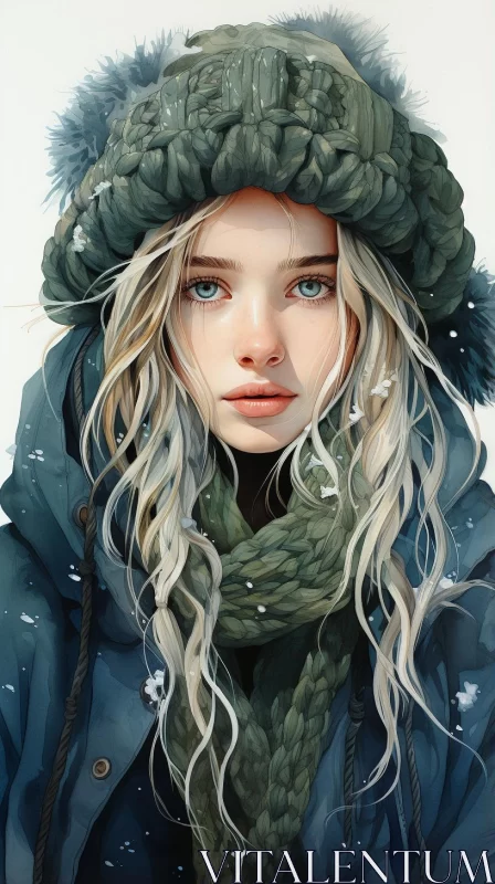 Winter Girl Art Collection in Soft Brushstroke Realism AI Image