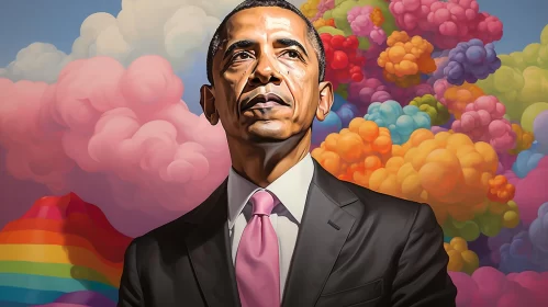 Barack Obama in Colorful Clouds - Artrageous Artwork AI Image