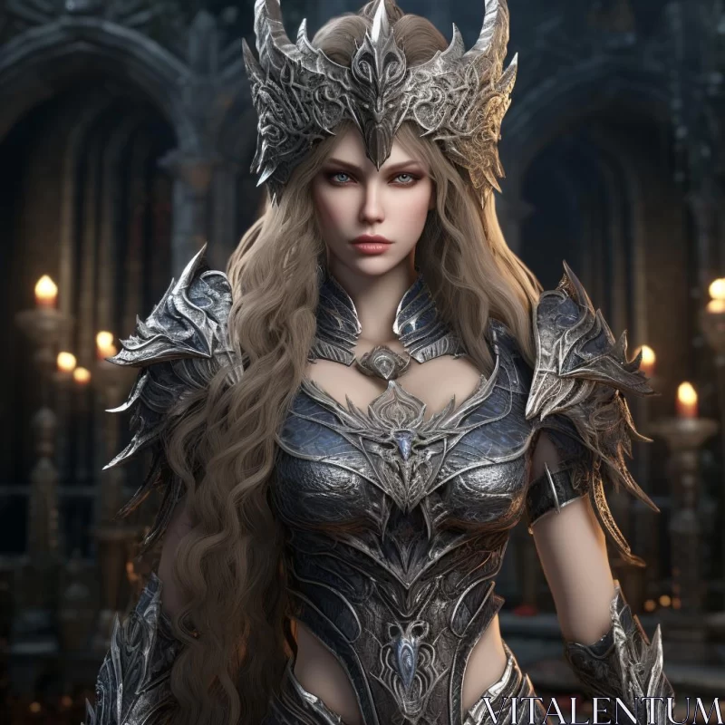 Enthralling 3D Portrayal of the Warrior Queen from Eldor AI Image