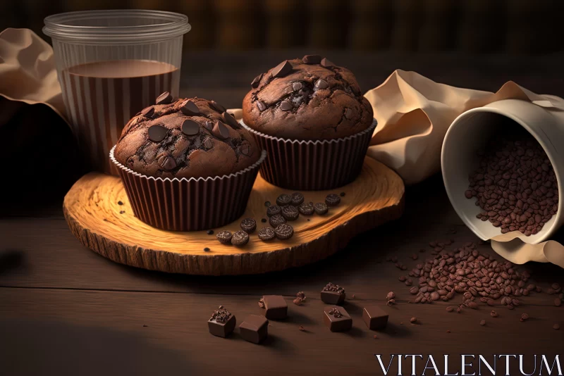Rustic Coffee and Muffins Scene AI Image