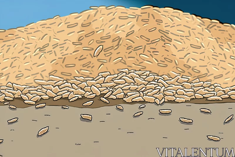 AI ART Cartoon Illustration of Pile of Grains - Superflat Style