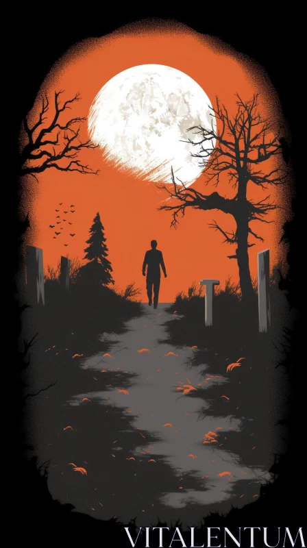 Halloween Pumpkin Carving Road in Park - Graphic Novel Style Illustration AI Image