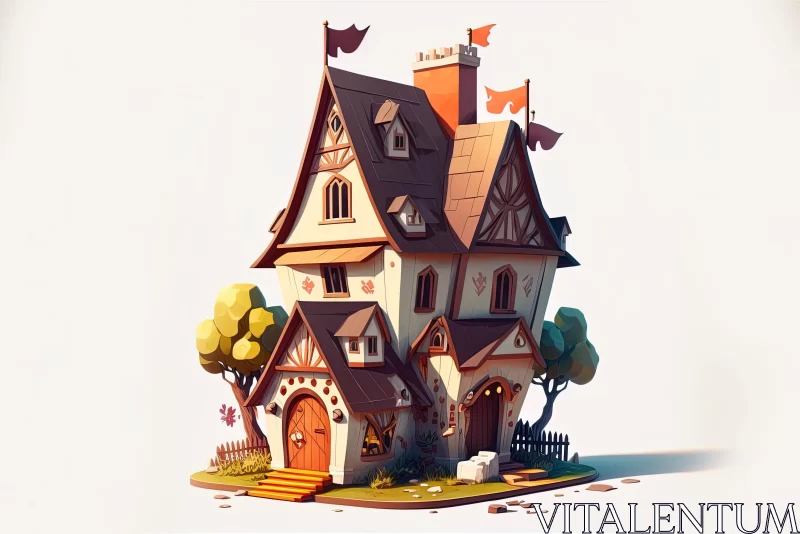 AI ART Charming 3D Castle House with Cartoon Animals