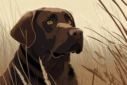 Hauntingly Beautiful Illustration of Labrador Retriever in Field